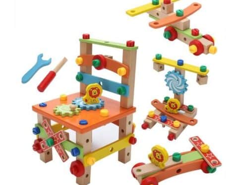 Chaise de Bricolage en Bois à Assembler – Jeu de Construction Montessori avec Outils et Écrous pour Enfants