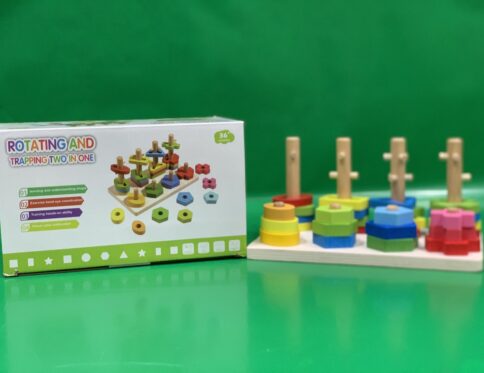 Jeu de Tri Rotatif 2 en 1 en Bois – Puzzle Géométrique avec Colonnes Pivotantes et Formes Multiples Montessori 3