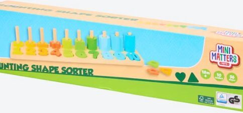 Jeu de Comptage en Bois Mini Matters – Puzzle Éducatif Chiffres et Formes Géométriques pour Apprendre à Compter