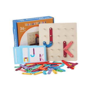 Géoboard Montessori Lettres et Chiffres - Plateau Éducatif à Chevilles en Bois - Apprentissage Alphabet Arabe Français