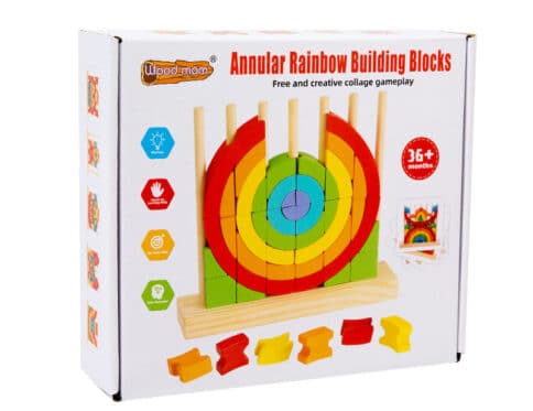 Blocs Arc-en-Ciel Montessori en Bois | Puzzle Géométrique 3+ | Maroc