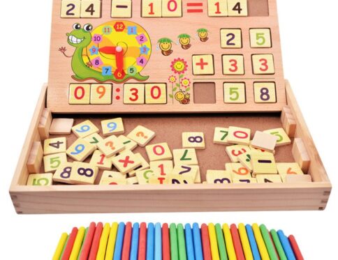 Boîte Mathématiques Montessori Bois | Bâtonnets Comptage + Horloge | Maroc