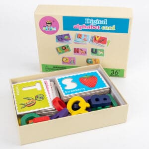 Coffret Digital Alphabet Card - Cartes d'Apprentissage Lettres et Chiffres avec Pièces en Bois
