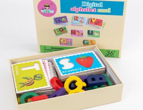 Coffret Digital Alphabet Card – Cartes d’Apprentissage Lettres et Chiffres avec Pièces en Bois