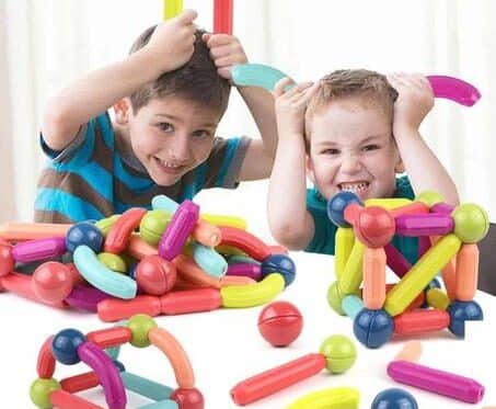 Blocs de Construction Magnétiques 64 Pièces – Jeu de Construction STEM Éducatif avec Bâtonnets et Boules