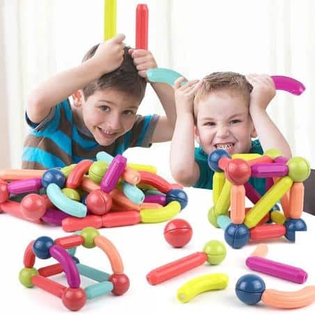 Blocs de Construction Magnétiques 64 Pièces – Jeu de Construction STEM Éducatif avec Bâtonnets et Boules