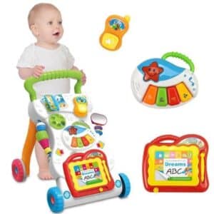 Trotteur Musical Éducatif 3 en 1 pour Bébé - Chariot de Marche Interactif avec Activités et Sons