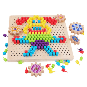 Plateau Mosaïque Montessori Pixel Art - 296 Champignons Colorés -