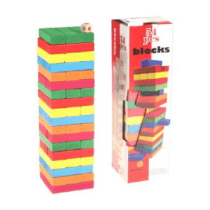 Tour d'Équilibre en Bois 54 Blocs Colorés - Jeu Montessori de Motricité Fine