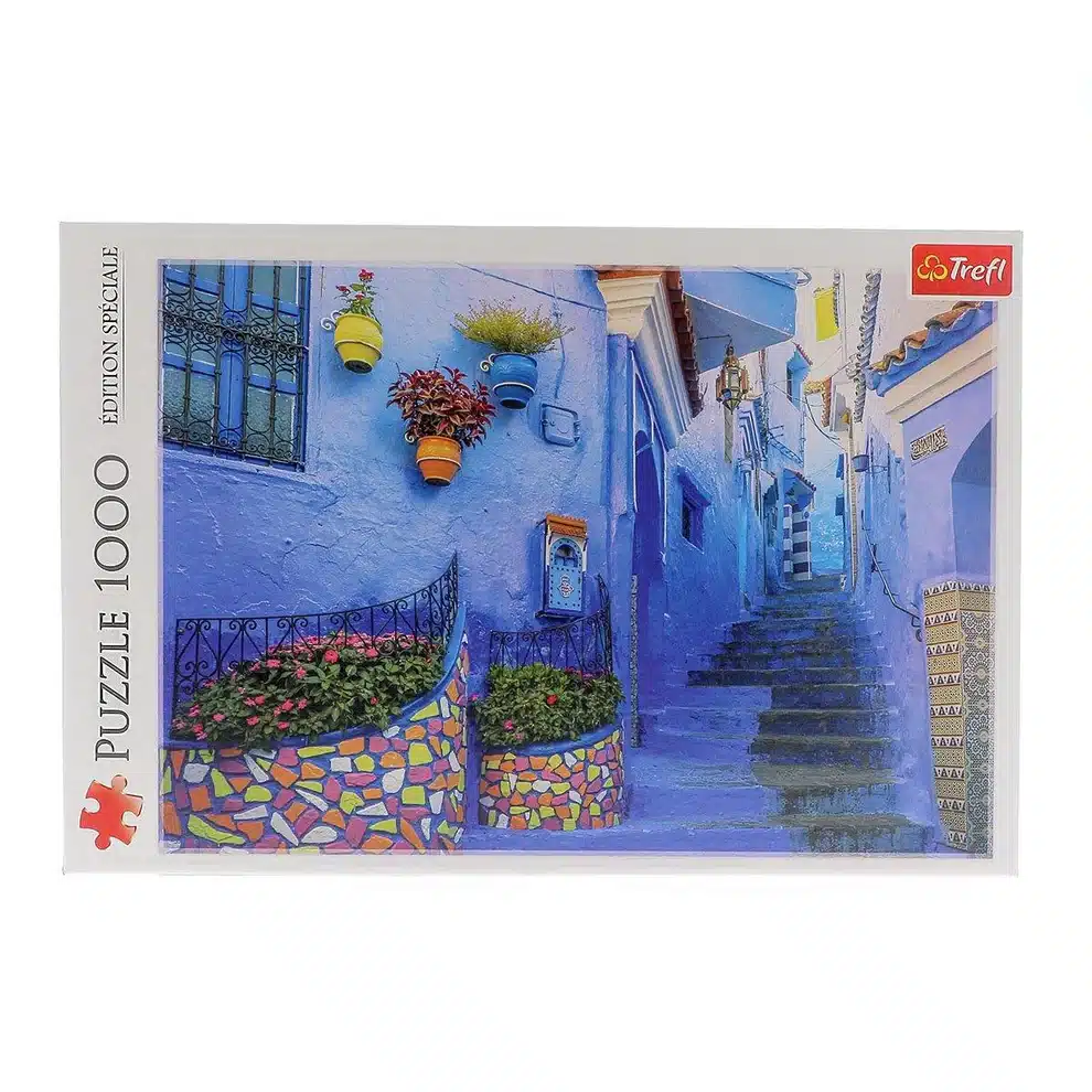 Puzzle Trefl 1000 Pièces Chefchaouen Ville Bleue – Casse-Tête Ruelle Marocaine Perle du Rif