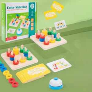 Jeu d'Association Montessori Color Matching - Jeu de Rapidité et Tri des Couleurs avec Sonnette et 96 Cartes Défis
