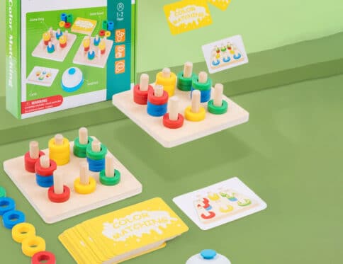 Jeu d’Association Montessori Color Matching – Jeu de Rapidité et Tri des Couleurs avec Sonnette et 96 Cartes Défis